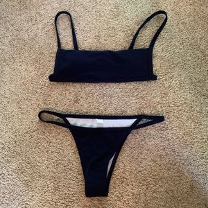 ZAFUL or ROMWE rib cami top with tanga bikini set